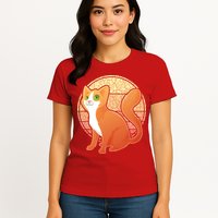 Retro Orange Cat Womens T-Shirt