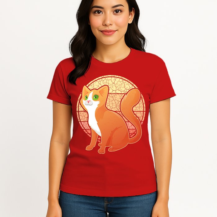 Retro Orange Cat Womens T-Shirt