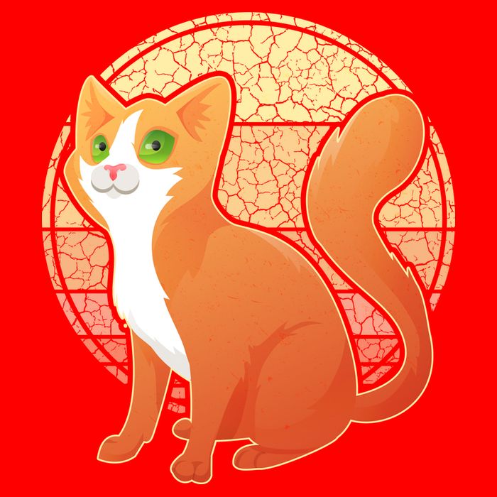 Retro Orange Cat Women's V-Neck T-Shirt
