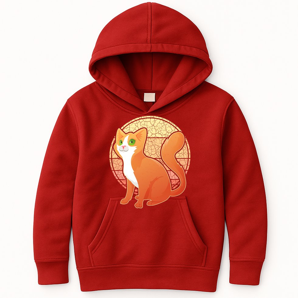 Retro Orange Cat Kids Hoodie