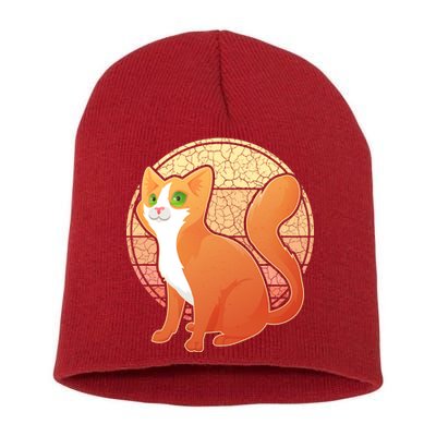 Retro Orange Cat Short Acrylic Beanie