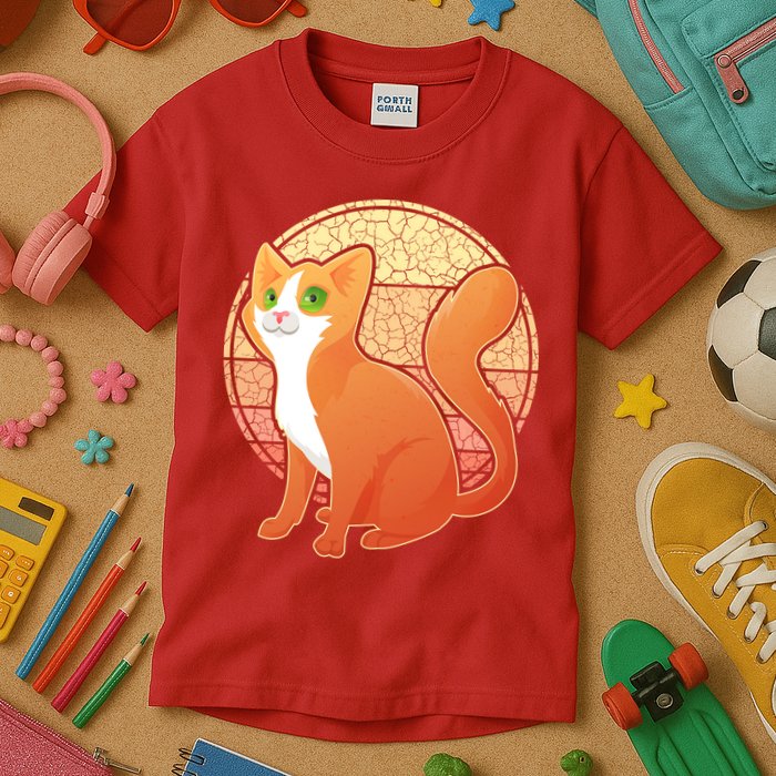 Retro Orange Cat Kids T-Shirt