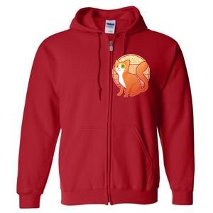 Retro Orange Cat Full Zip Hoodie