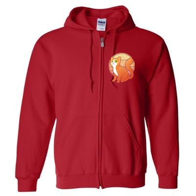 Retro Orange Cat Full Zip Hoodie