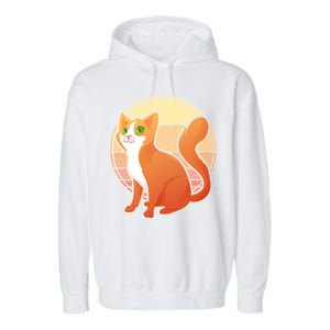 Retro Orange Cat Garment-Dyed Fleece Hoodie