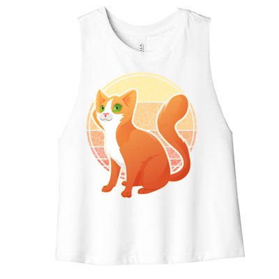 Retro Orange Cat Women's Racerback Cropped Tank