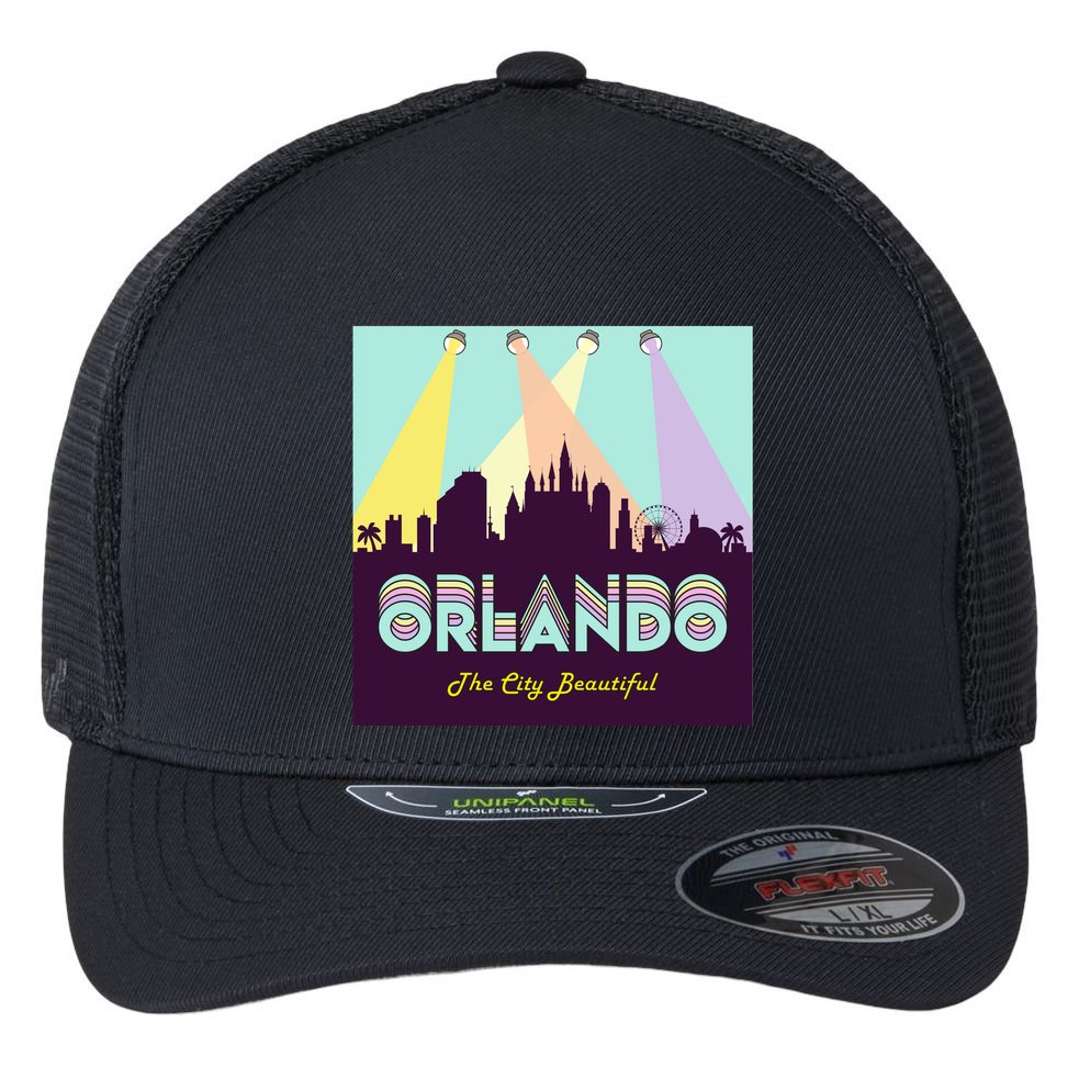 Retro Orlando Florida Flexfit Unipanel Trucker Cap