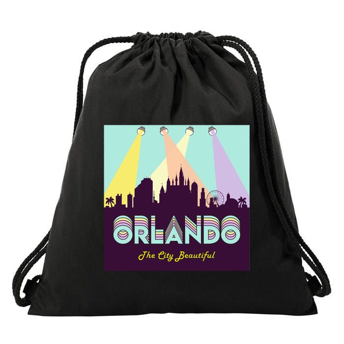 Retro Orlando Florida Drawstring Bag
