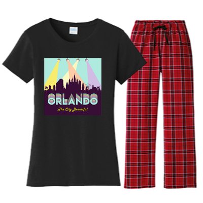 Retro Orlando Florida Women's Flannel Pajama Set