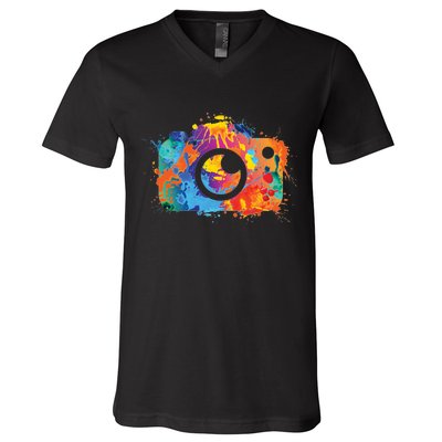 Retro Paint Camera V-Neck T-Shirt