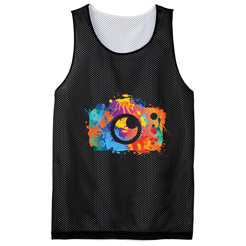 Retro Paint Camera Mesh Reversible Basketball Jersey Tank