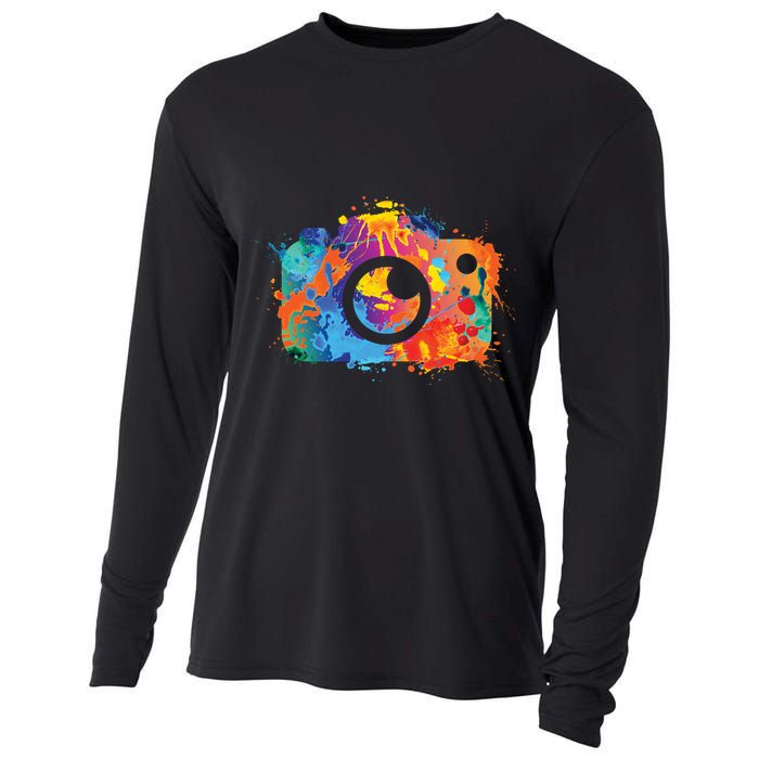Retro Paint Camera Cooling Performance Long Sleeve Crew