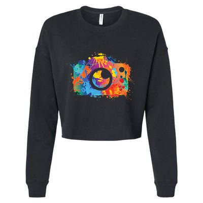 Retro Paint Camera Cropped Pullover Crew