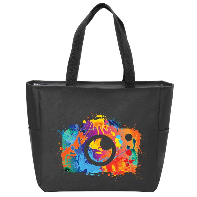 Retro Paint Camera Zip Tote Bag