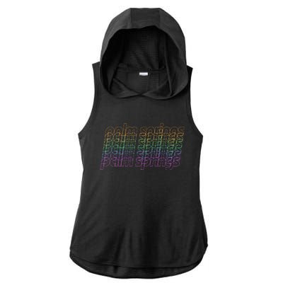 Retro Palm Springs Retro Multicolor Ladies PosiCharge Tri-Blend Wicking Draft Hoodie Tank