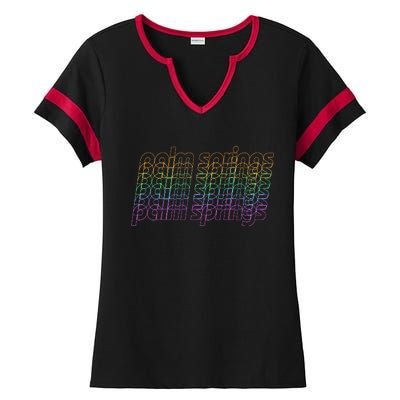 Retro Palm Springs Retro Multicolor Ladies Halftime Notch Neck Tee