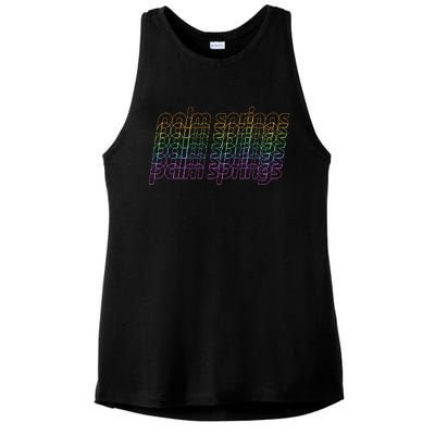 Retro Palm Springs Retro Multicolor Ladies PosiCharge Tri-Blend Wicking Tank