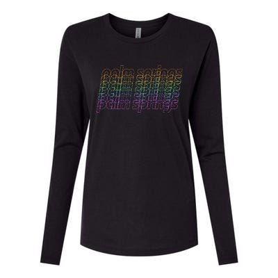 Retro Palm Springs Retro Multicolor Womens Cotton Relaxed Long Sleeve T-Shirt