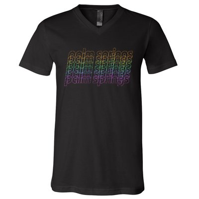 Retro Palm Springs Retro Multicolor V-Neck T-Shirt