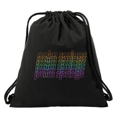 Retro Palm Springs Retro Multicolor Drawstring Bag