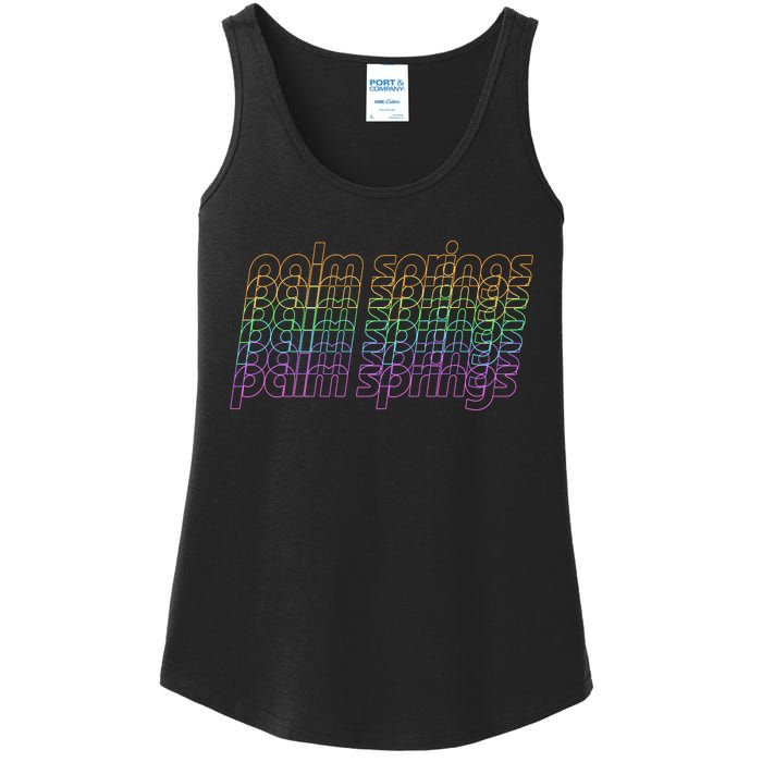 Retro Palm Springs Retro Multicolor Ladies Essential Tank