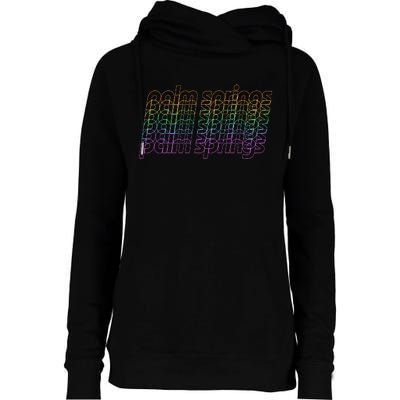 Retro Palm Springs Retro Multicolor Womens Funnel Neck Pullover Hood