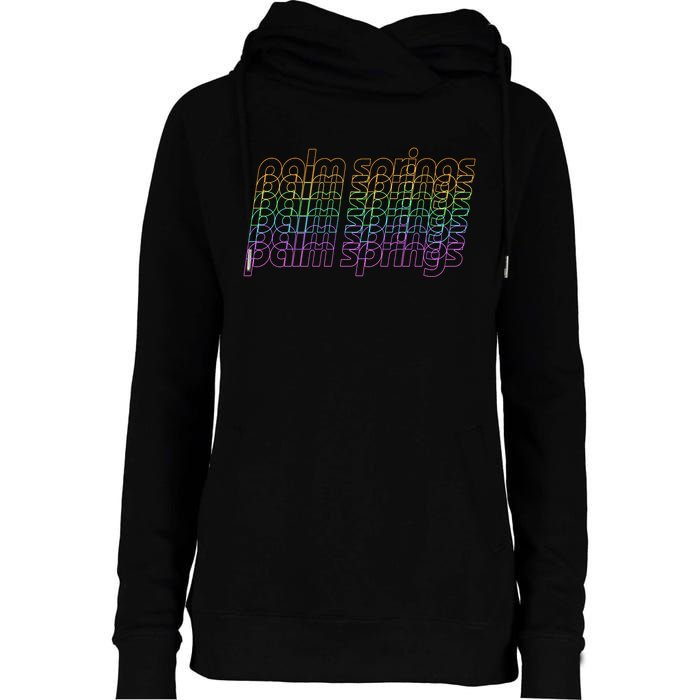 Retro Palm Springs Retro Multicolor Womens Funnel Neck Pullover Hood