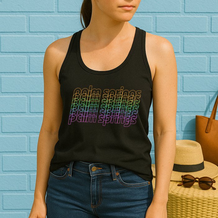 Retro Palm Springs Retro Multicolor Womens Tank Top
