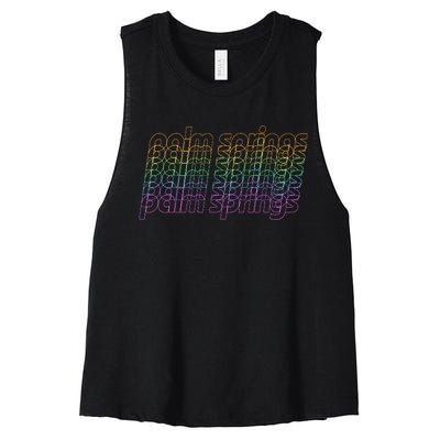 Retro Palm Springs Retro Multicolor Women's Racerback Cropped Tank