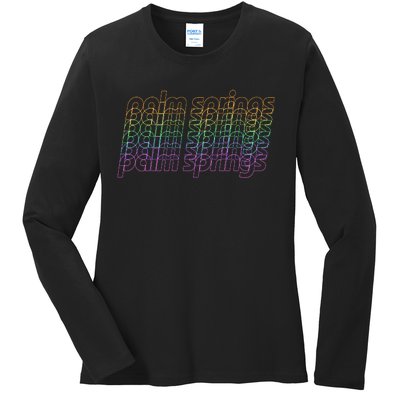 Retro Palm Springs Retro Multicolor Ladies Long Sleeve Shirt