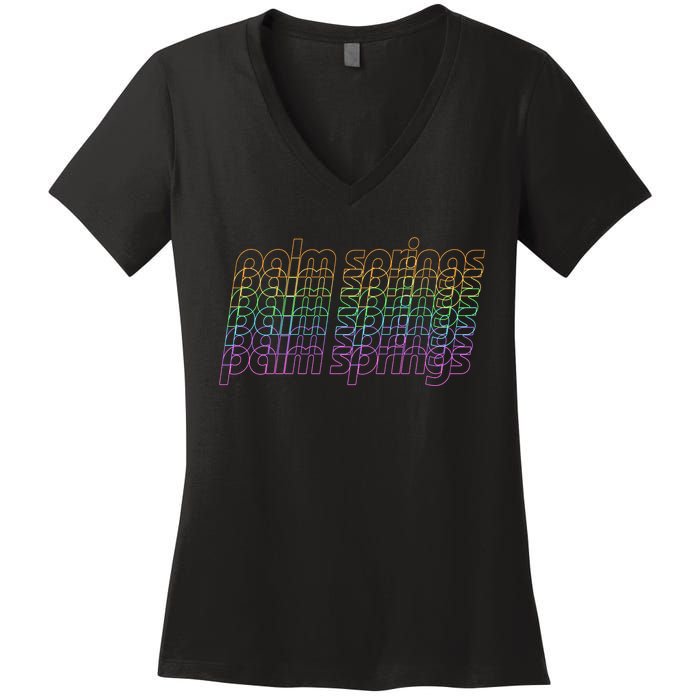 Retro Palm Springs Retro Multicolor Women's V-Neck T-Shirt