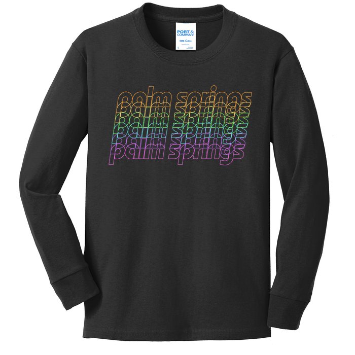 Retro Palm Springs Retro Multicolor Kids Long Sleeve Shirt