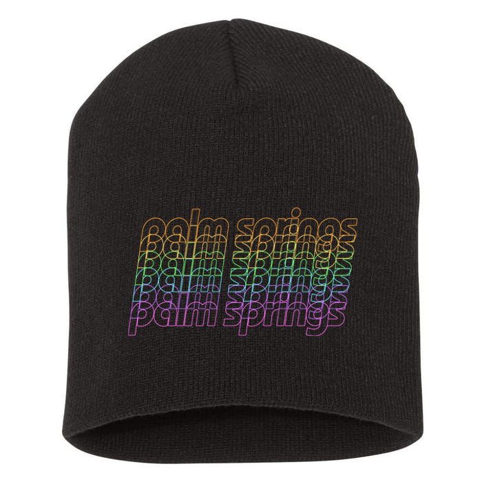 Retro Palm Springs Retro Multicolor Short Acrylic Beanie