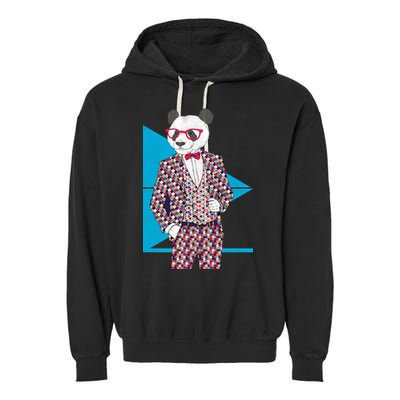 Retro Panda Platted Suit Graphic Garment-Dyed Fleece Hoodie