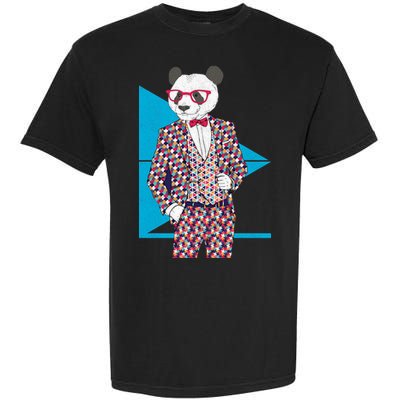 Retro Panda Platted Suit Graphic Garment-Dyed Heavyweight T-Shirt