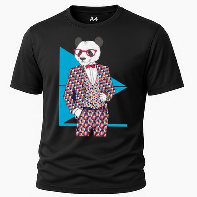 Retro Panda Platted Suit Graphic Performance Shirt