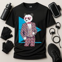 Retro Panda Platted Suit Graphic Performance Shirt