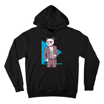 Retro Panda Platted Suit Graphic Hoodie