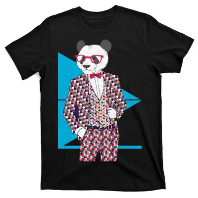 Retro Panda Platted Suit Graphic T-Shirt