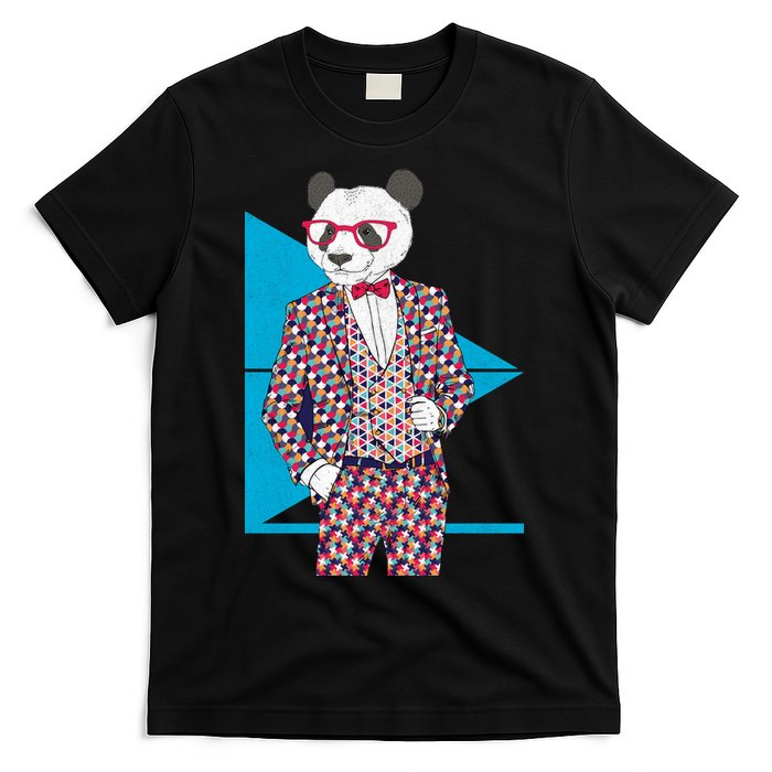 Retro Panda Platted Suit Graphic T-Shirt