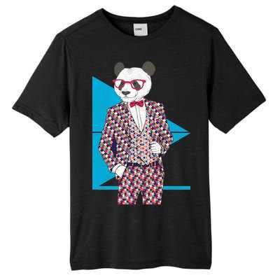 Retro Panda Platted Suit Graphic Tall Fusion ChromaSoft Performance T-Shirt