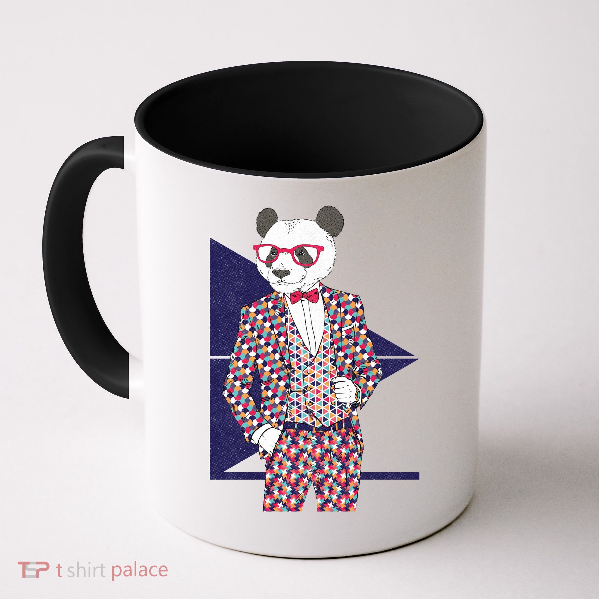 Retro Panda Platted Suit Graphic Mug