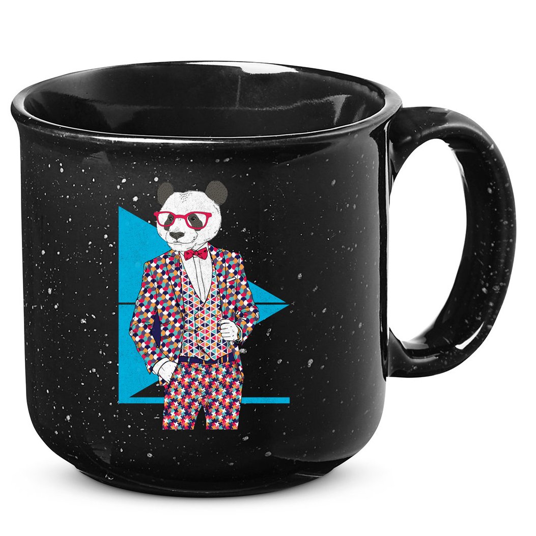 Retro Panda Platted Suit Graphic 15oz Campfire Ceramic Mug