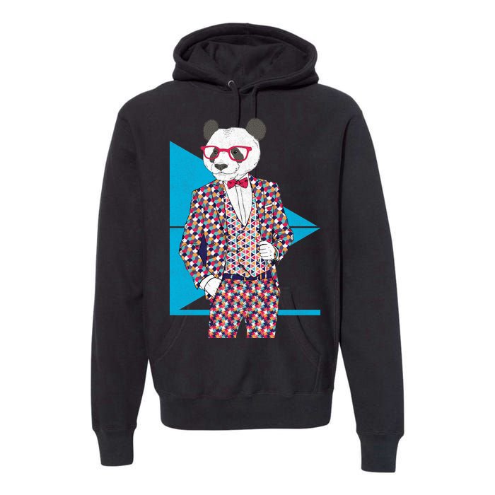 Retro Panda Platted Suit Graphic Premium Hoodie