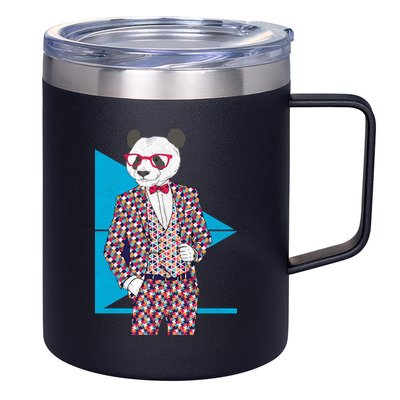 Retro Panda Platted Suit Graphic 12oz Stainless Steel Coffee Mug