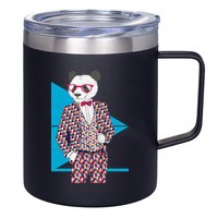 Retro Panda Platted Suit Graphic 12oz Stainless Steel Coffee Mug