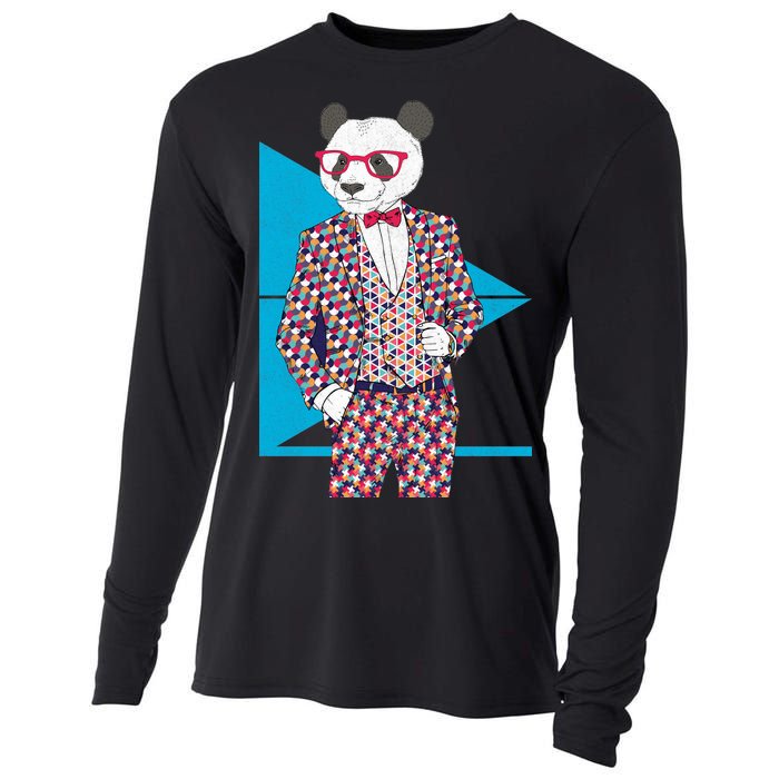 Retro Panda Platted Suit Graphic Cooling Performance Long Sleeve Crew