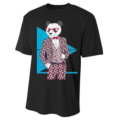 Retro Panda Platted Suit Graphic Performance Sprint T-Shirt