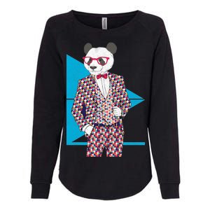 Retro Panda Platted Suit Graphic Womens California Wash Sweatshirt