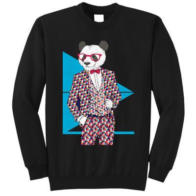Retro Panda Platted Suit Graphic Tall Sweatshirt